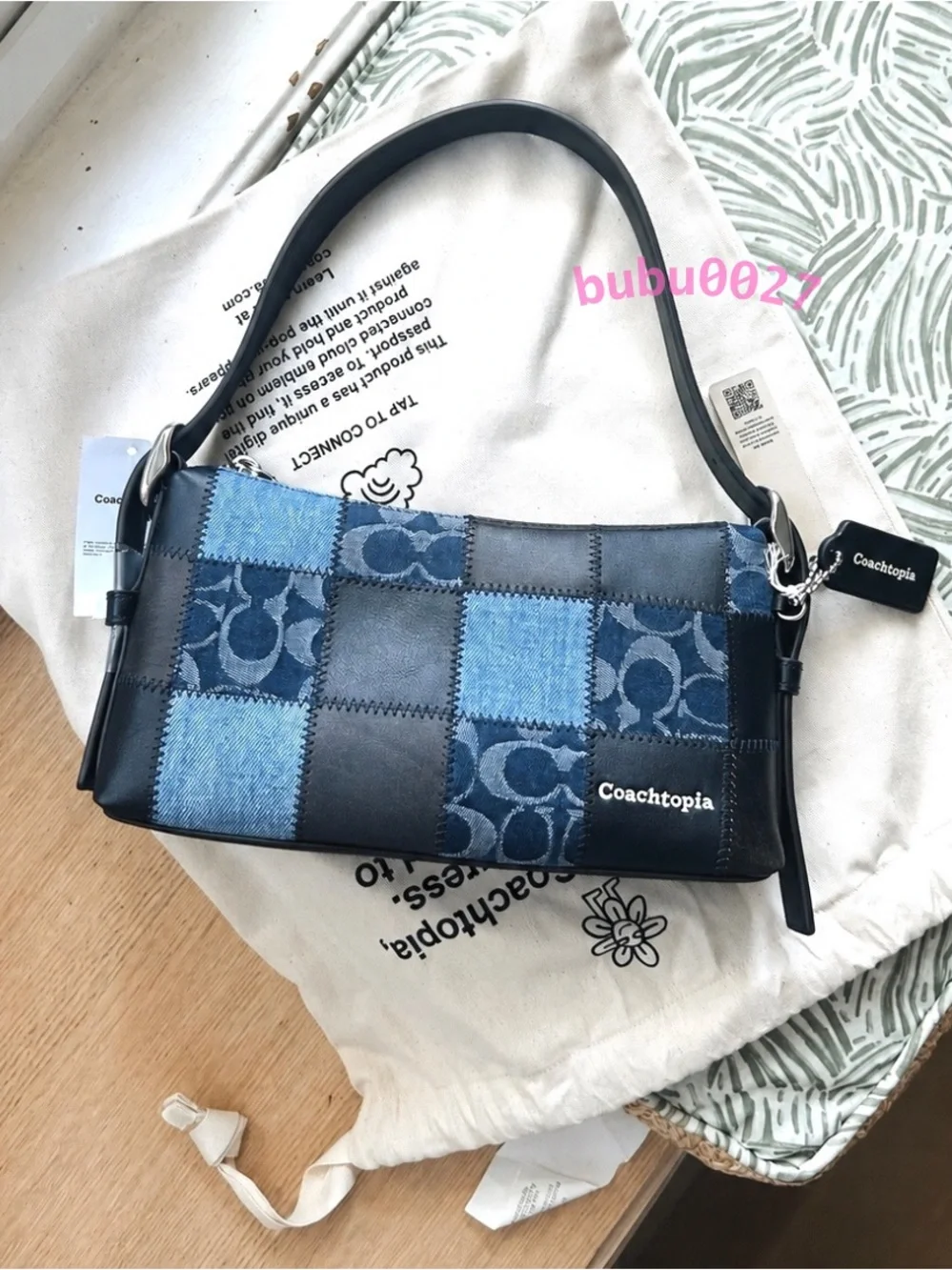 NWT🦋Coach Coachtopia Alter/Ego Small Slouchy Shoulder Bag Denim Black CFI64